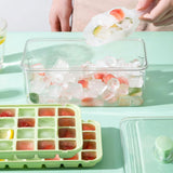 56-Grid Ice Cube Tray with Lid and Scoop 2-Tire Plastic Ice Cube Mold Green