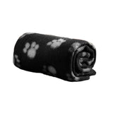 Pet Blanket Dog Paw Print Warm Blankets Soft Sleep Mat Bed Cover for Kitten Puppy Small Animals Black