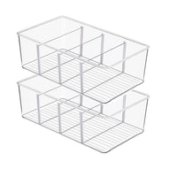 Set of 2Pcs Clear Pantry Organization Plastic Stackable Snack Storage Container for Kitchen Fridge Cabinet Countertop