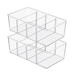 Set of 2Pcs Clear Pantry Organization Plastic Stackable Snack Storage Container for Kitchen Fridge Cabinet Countertop