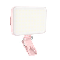 Portable Selfie LED Light Video Conference Lighting with Clip Rechargeable for Vlogs Live Streams Pink