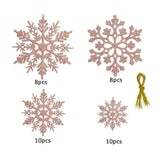 36 Pieces Plastic Snowflake Ornaments Christmas Decorations Hanging Snowflake Decorations Rose Gold