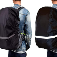 Hi-Visibility Backpack Rain Cover with Reflective Strip Waterproof Backpack Cover Black