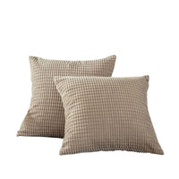 2Pcs Corduroy Throw Pillow Cover Sofa Lounge Cushion Cover Home Decor Khaki