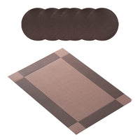 Set of 6Pcs Placemats with Coasters Heat Stain Non-Slip Washable Dining Table Place Mats Coffee