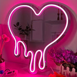 Melting Heart LED Neon Mirror Wall Decor USB Powered Dimmable Neon Light