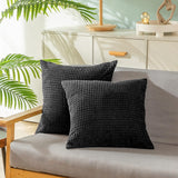 2Pcs Corduroy Throw Pillow Cover Sofa Lounge Cushion Cover Home Decor Black