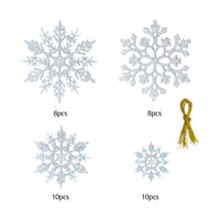 36 Pieces Plastic Snowflake Ornaments Christmas Decorations Hanging Snowflake Decorations Sliver