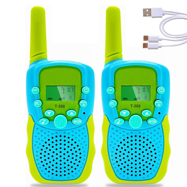 2Pcs Set Walkie Talkies for Kids 22 Channels 2-Way Walkie Talkie Toys for Camping Hiking Indoor Outdoor Blue