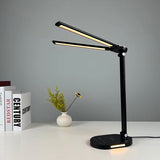 Adjustable Double Head LED Desk Lamp with Wireless Charging Dock Touch Control Reading Lamp for Home Office