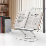 Adjustable Hands Free Book Stand for Reading with 360-Degree Rotating Base and Page Clips