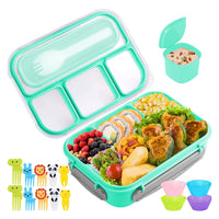 4 Compartments Bento Lunch Box Food Storage Containers Green