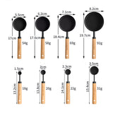 8 Piece Stainless Steel Measuring Cups and Spoons Set with Wood Handle