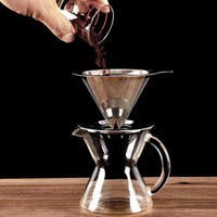 Pour Over Coffee Dripper Stainless Steel Coffee Filter Cone Coffee Tea Funnel