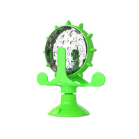 Interactive Pet Treats Dispenser Toy 360 Degrees Rotating Windmill Toy Slow Dog Cat Feeder Green