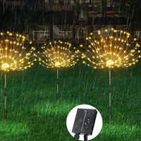 5-in-1 Solar Firework Lights Water-resistant Outdoor Stake Lights Christmas Garden Lights Warm White