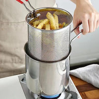 Stainless Steel Deep Fryer Pot with Strainer Basket and Tong Kitchen Cooking Pot