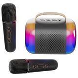 Mini Karaoke Machine with 2 Wireless Microphones Portable Bluetooth Speaker Colorful Lights Black