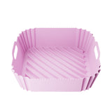 2Pcs Reusable Square Air Fryer Silicone Liner Pots Oven Baking Trays Pink and Blue