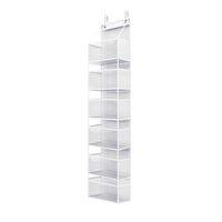 6-Shelf Over The Door Hanging Pantry Organizer Room Storage Organizer with Clear Pockets White