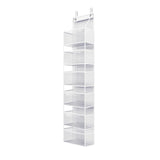 6-Shelf Over The Door Hanging Pantry Organizer Room Storage Organizer with Clear Pockets White