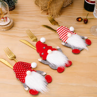 3Pcs Christmas Gnome Tableware Holder Cutlery Bags Set Xmas Party Decor