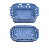 Square Foldable Air Fryer Silicone Pot Reusable Air Fryer Basket Oven Baking Tray Pan Air Fryer Liners Blue