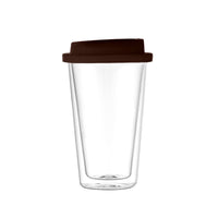 350ML Double Walled Glass Coffee Mug with Silicone Lid Travel Coffee Drinking Cup Coffee