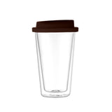 350ML Double Walled Glass Coffee Mug with Silicone Lid Travel Coffee Drinking Cup Coffee