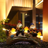 Solar Gnome Statues Light Resin Mushroom Light Garden Yard Ornament Decor