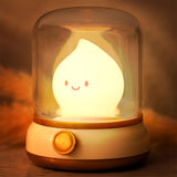 Cute Kerosene Lamp Silicone Campfire Night Light Desktop LED Decorative Light Yellow