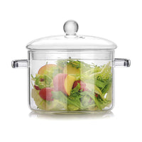 Clear Glass Cooking Pot with Lid Double-Handle Glass Stovetop Pot for Pasta Noodle Soup Milk