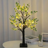 LED Green Leaf Tree Lamp Bedside Night Light Home Office Decor Black