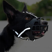 Reflective Adjustable Pet Dog Muzzle No Bite Basket Muzzle Cage Mouth Mesh Cover