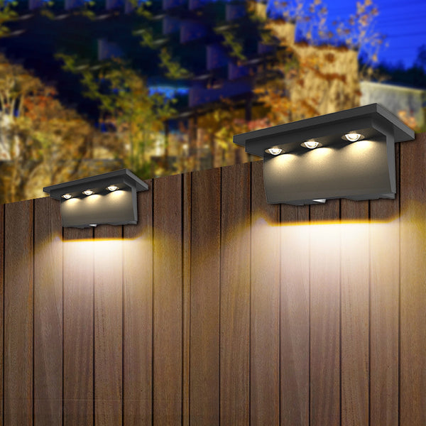 2Pcs Solar Fence Lights Outdoor Garden Waterproof Wall Mount Decorative Lights