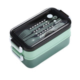 Lunch Box Food Containers Bento Microwave Stainless Portable Box with Dinnerware Green