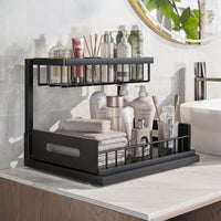 2-Tier Under Sink Organizer Pull Out Shelf for Kitchen Bathroom Countertop