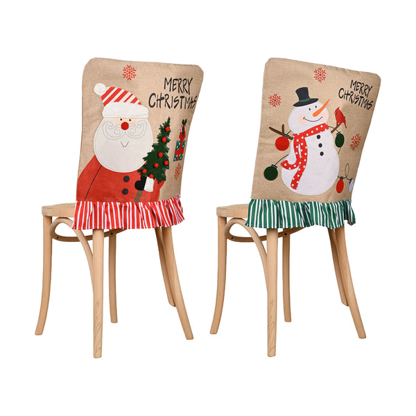 2Pcs Christmas Chair Back Cover Dining Chair Covers for Holiday Party Home Decor