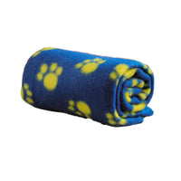 Pet Blanket Dog Paw Print Warm Blankets Soft Sleep Mat Bed Cover for Kitten Puppy Small Animals Blue