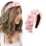 Love Heart Headband for Women Wide Top Knot Headband Hair Accessories Pink