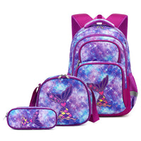 3Pcs Set School Bags Backpack with Insulate Lunch Box Pencil Bag Style 3