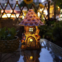 Solar Fairy Mushroom House Decorations Garden Statue Lawn Yard Patio Ornaments