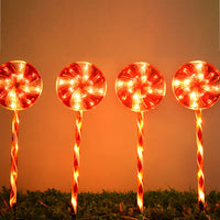 4-in-1 Solar Lollipops Light Candy Lights Christmas Outdoor Garden Lawn Light