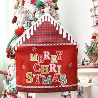 2Pcs MERRY CHRISTMAS Chair Back Cover Dining Chair Slipcovers Xmas Banquet Decorations Red