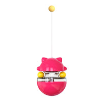 Pet Cat Treat Dispenser Ball Tumbler Interactive Puzzle Ball Pet Slow Feeder Toy Rose Red