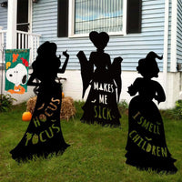 3Pcs Set Halloween Decorations Black Hocus Pocus Witches Signs with Stakes Outside Yard Lawn Decor