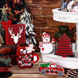 6 Pieces Christmas Tiered Tray Decor Wooden Tabletop Signs