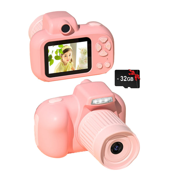 Kids Camera HD Compact Digital Photo and Video Camera with 32GB Memory Card Pink