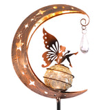 Solar Garden Stake Light Moon Fairy Glass Light with Angel Decor