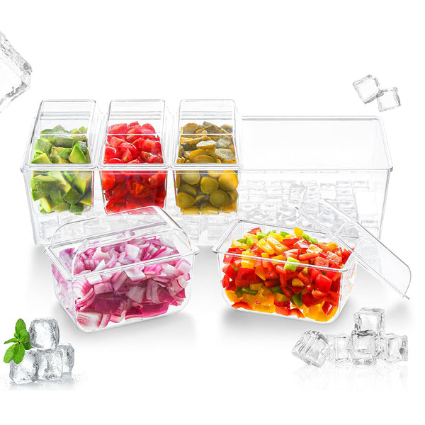 Ice Cooled Condiment Serving Container Plastic Chilled Garnish Tray Food Caddy